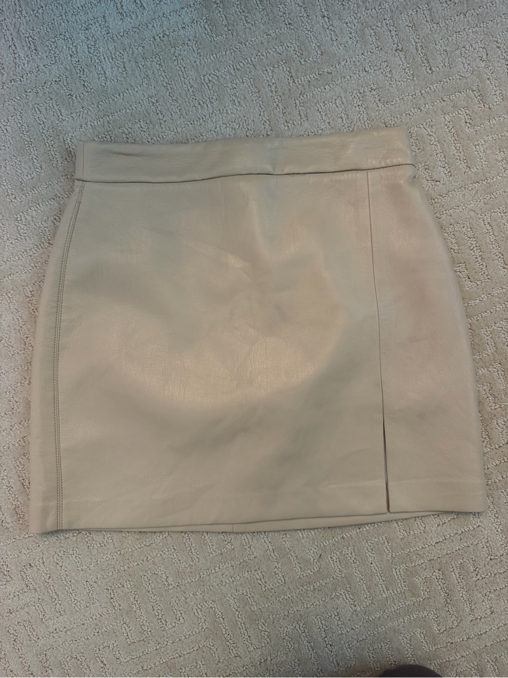 Wilfred Cream Leather Mini Skirt
